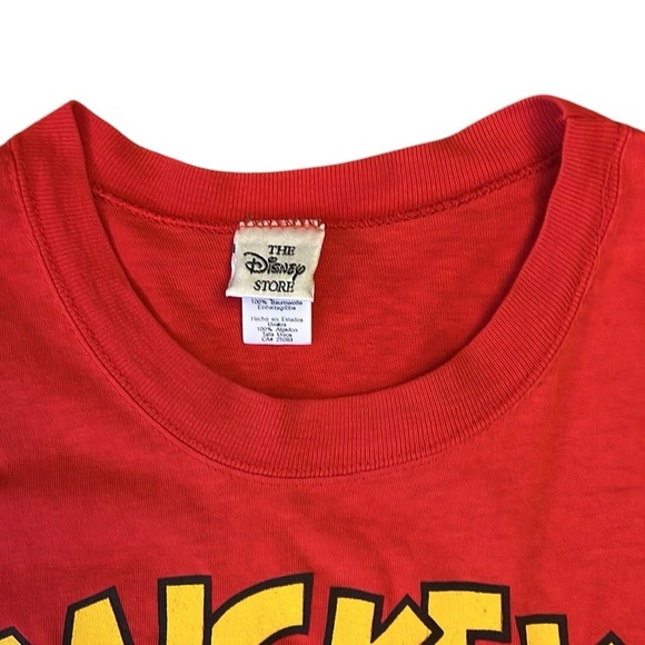 VTG 90’s Disney Store Mickey Mouse Sleep T-Shirt Red Cotton Single Stitch USA OS - Picture 12 of 16